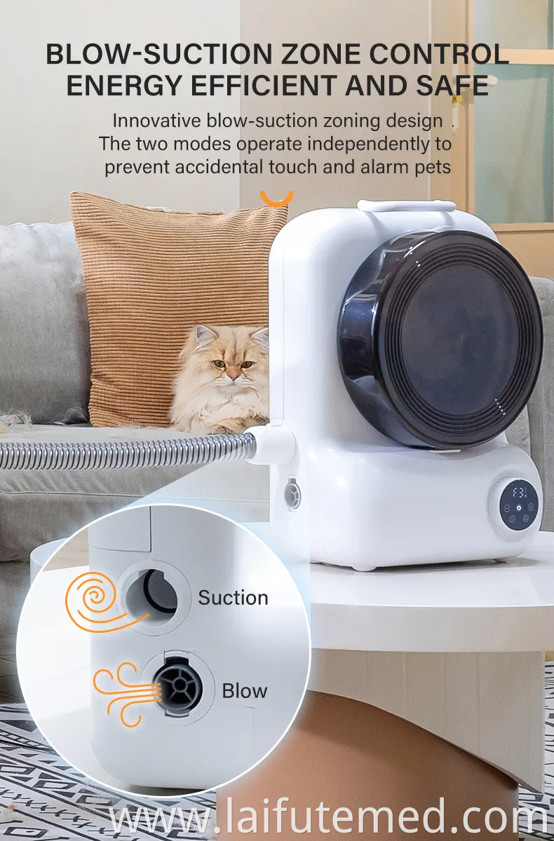 Elspet 4 in 1 Dog Vacuum Grooming Tools with Comb Clipper Grooming Dryer Adjustable Temperatures, Heating, and Anion Functions PRO Dog Grooming Kits